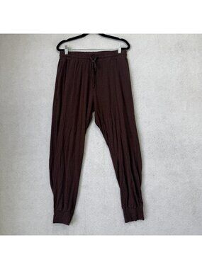 Sivana Jogger Pants Womens Medium Brown Bamboo Elastic Waist Cuffed Lounge
